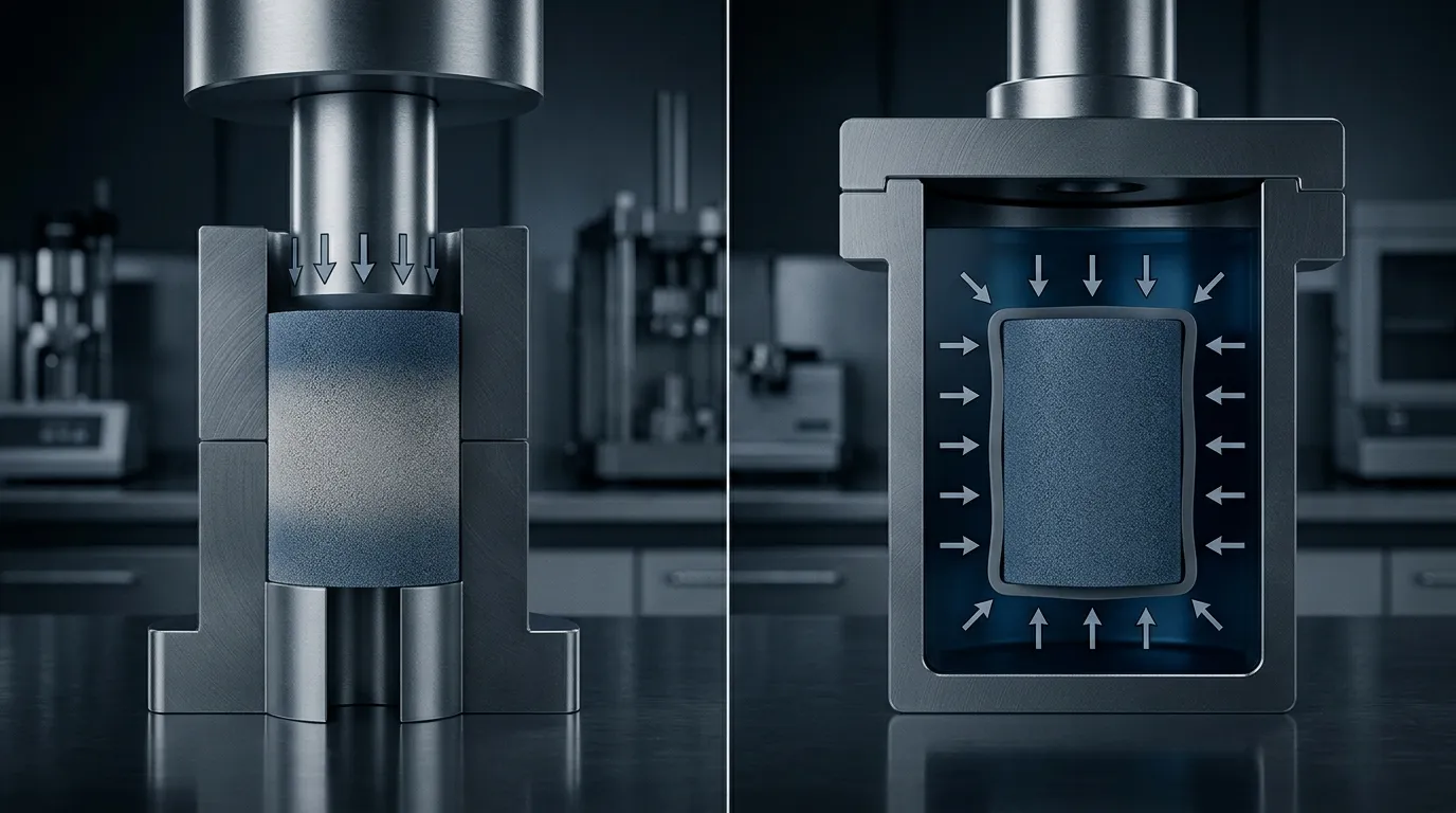 Comparison between isostatic pressure and uniaxial pressing