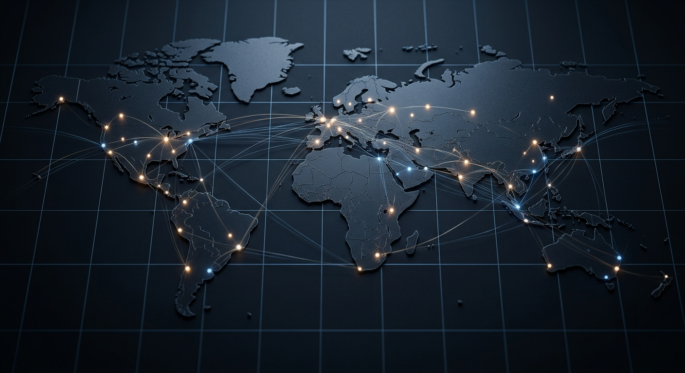 Global service network map background